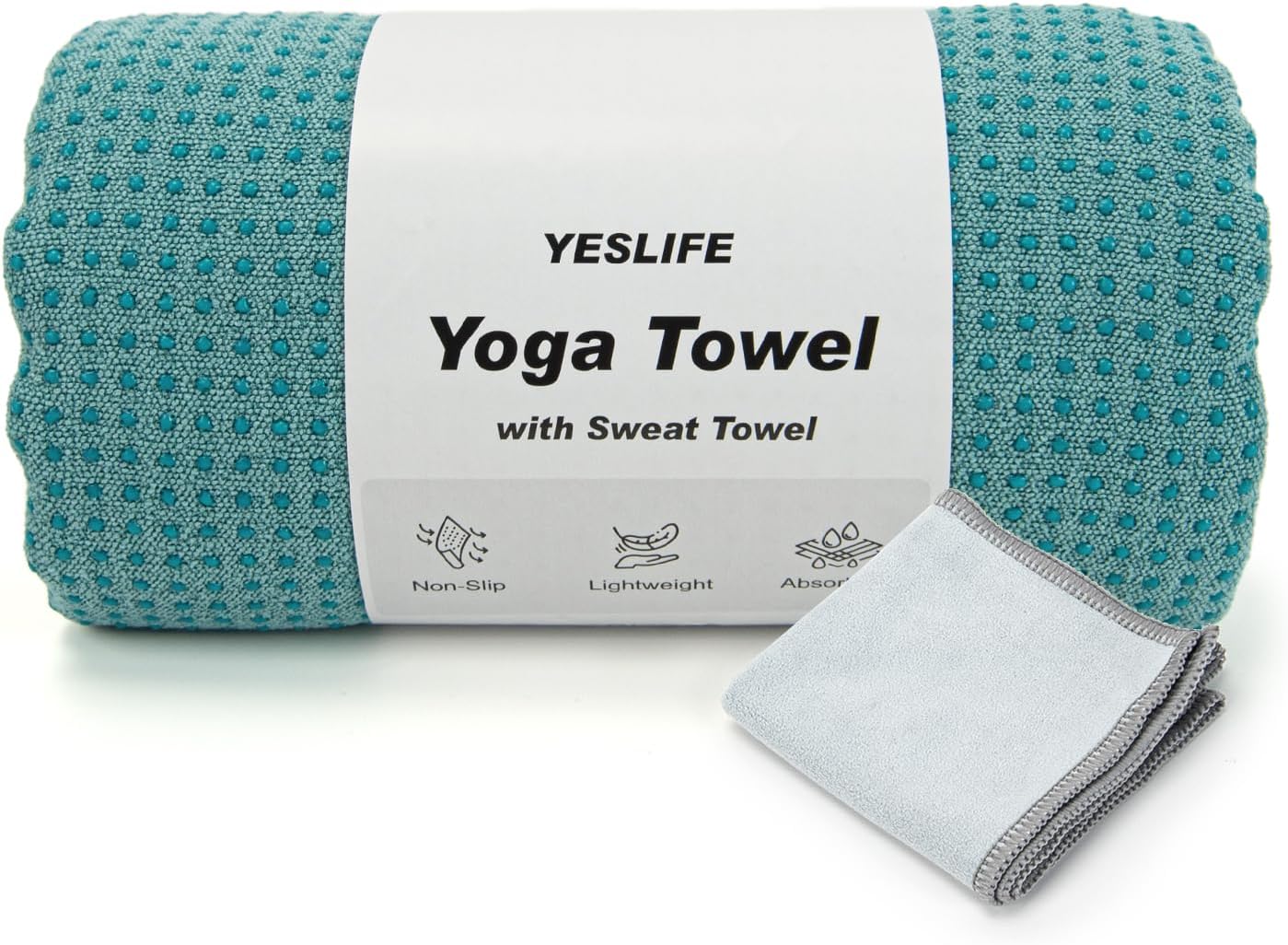 YESLIFE Non-Slip Extra Thick Hot Yoga Towel with One Sweat Towel, Microfiber Sweat Absorbent Yoga Mat Towel with Grip Dot, Pilates Mat, 72″ x 24″, Cyan YESLIFE Non-Slip Extra Thick Hot Yoga Towel with One Sweat Towel, Microfiber Sweat Absorbent Yoga Mat Towel with Grip Dot, Pilates Mat, 72″ x 24″, Cyan