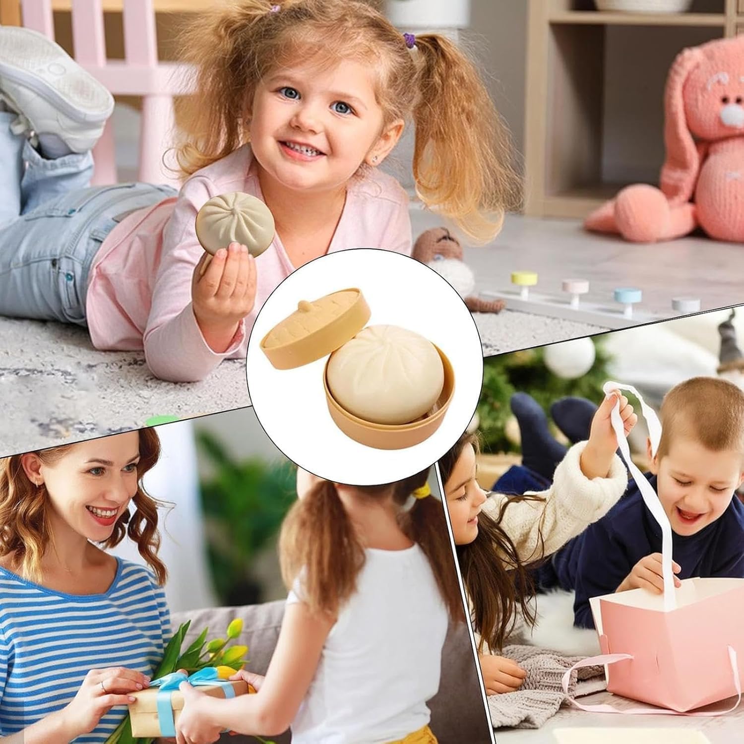 4PCS Glitter Dumpling, Dumpling Squishy, Rainbow Dumplings,, Soft Squeeze Decompression Dough — view 2