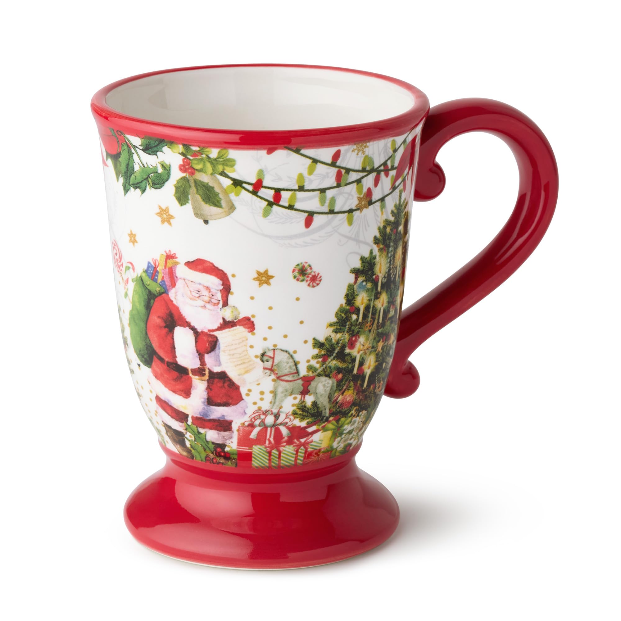 Lot de 4 tasses de livraison du Père Noël — Quatre tasses de 532 ml richement illustrées dans le style livre d'histoires de Noël de la collection, parfaites pour chaque gorgée chaude de la saison.