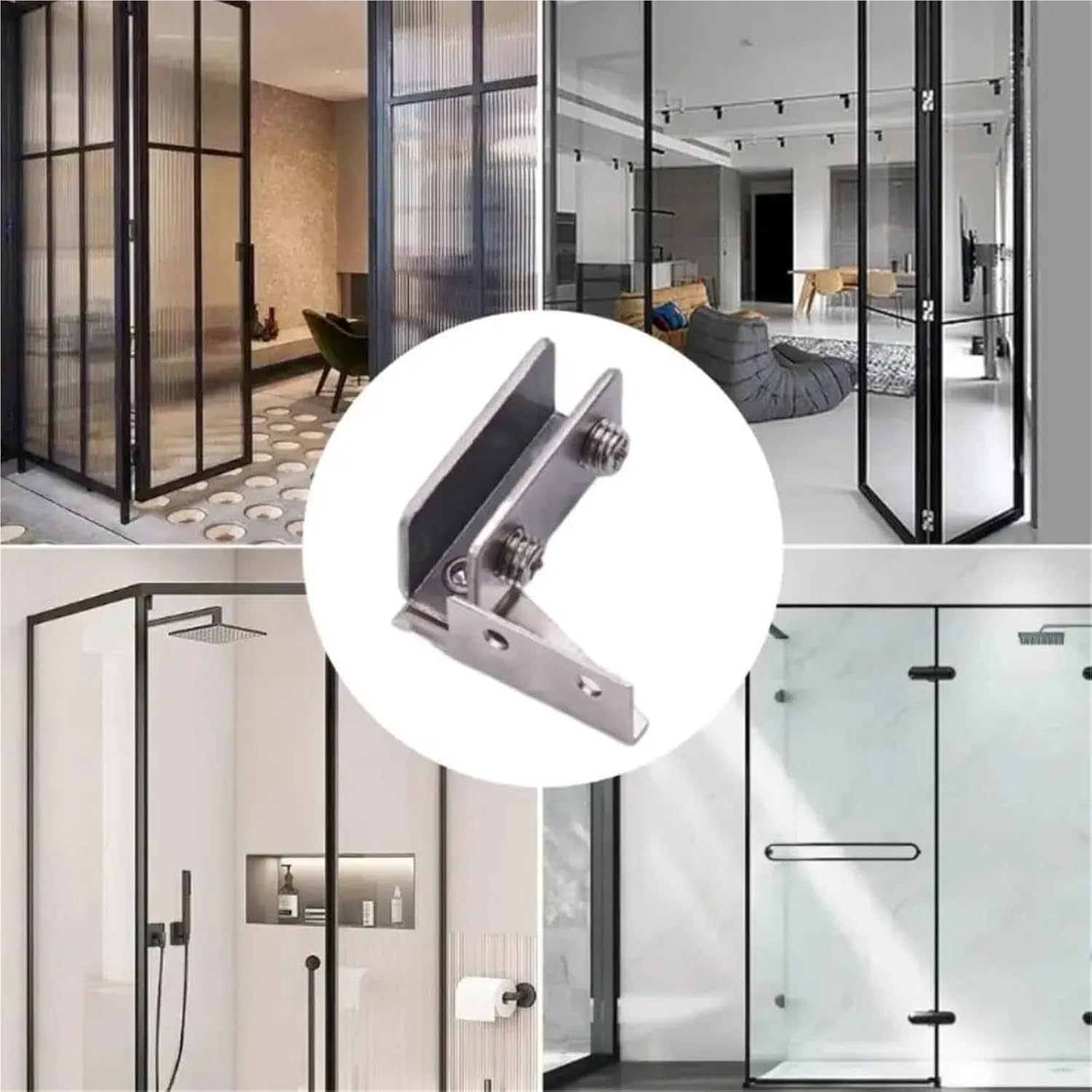 Stainless Steel Non-Perforated Glass Door Hinge, Side Mount Magnetic Cabinet Hardware(Black)