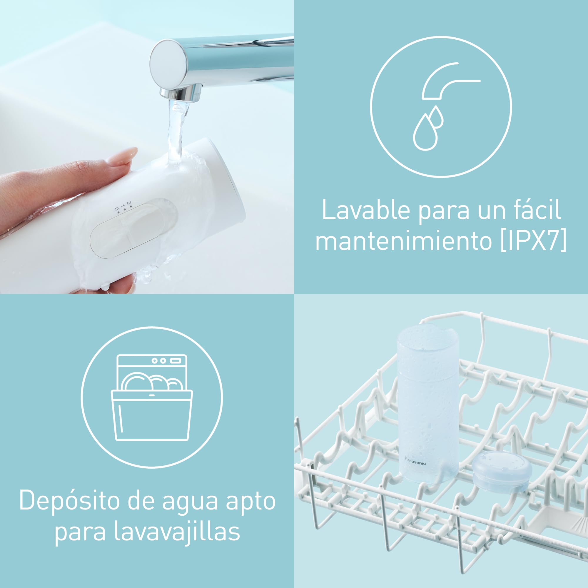 Panasonic EW-DJ11-A503 Irrigador Oral, Fácil De Usar Con 2 Ajustes De Presión De Agua, Compacto y Portátil