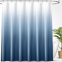 Vista 1 de OLANLY Luxury Blue and White Ombre Shower Curtain Sets with 12 Hooks, Waterproof and Washable Decorative Shower Curtains for Bathroom, 72x72 Inches