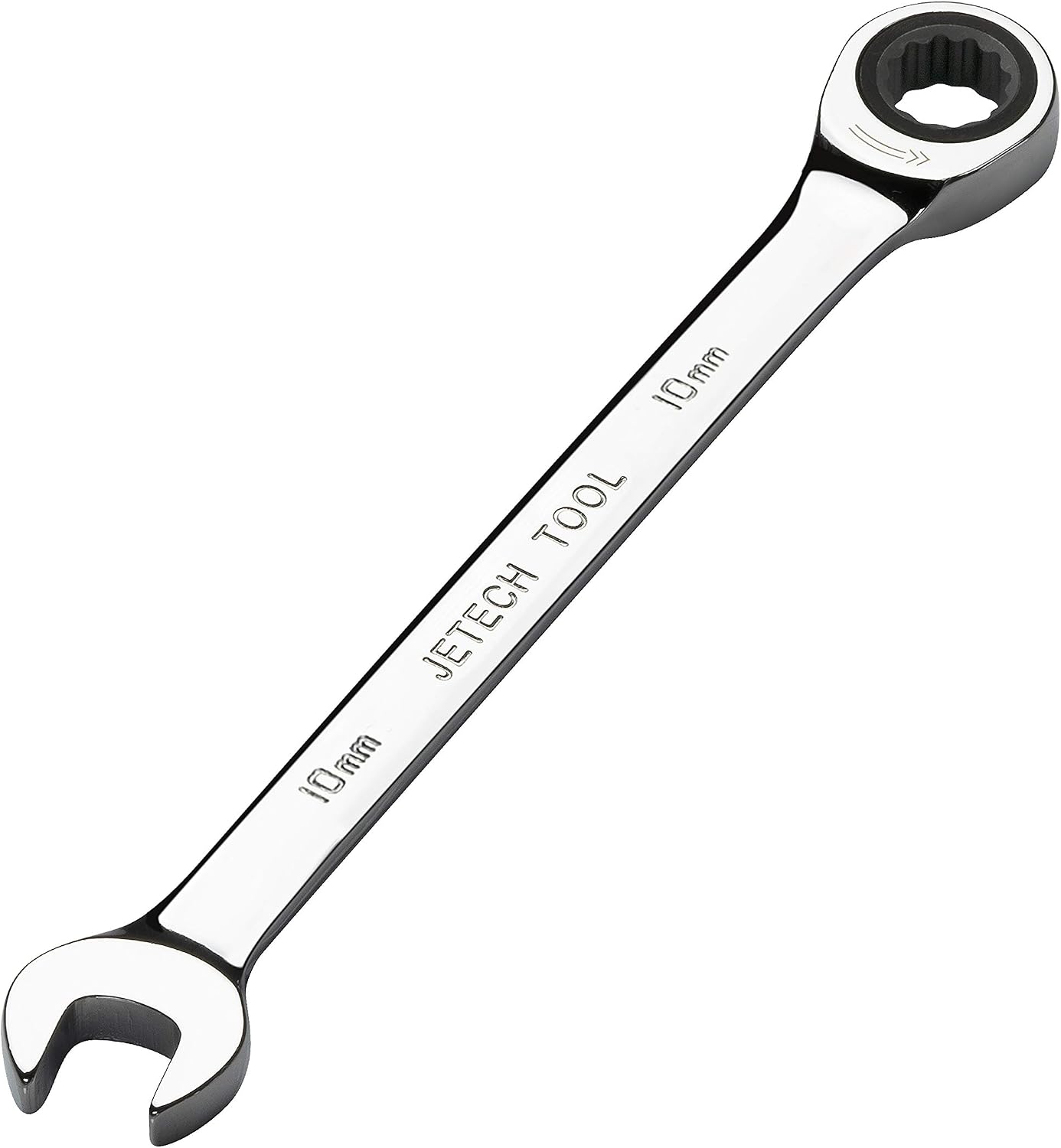 Jetech 10mm Ratcheting Combination Wrench (10 Pack), Industrial Grade Gear Spanners with 12-Point Design, 72-Tooth Ratchet, Made with Forged and Heat-Treated Cr-V Steel in Chrome Plating, Metric