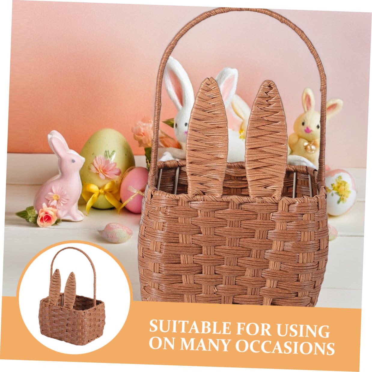SUPVOX Cestino da Picnic Portatile in Materiale Intrecciato Resistente Manico Ergonomico, Contenitore Portaoggetti e Organizer per Alimenti, per Gite All’aperto e Uso Domestico