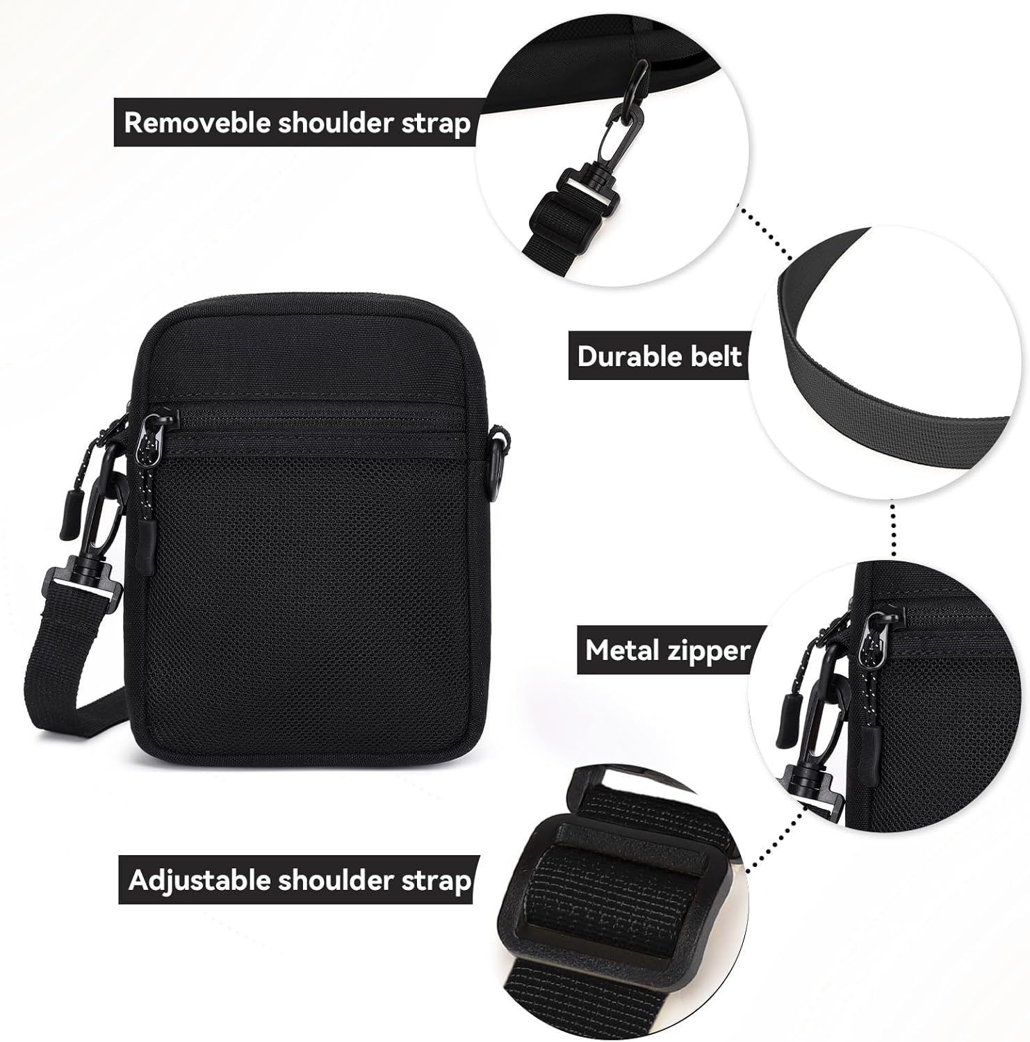 Lohol Mini Messenger Bag Crossbody Bag for Men Women, Water Resistant Small Sling Shoulder Satchel Purse for Travel Work - Image 5