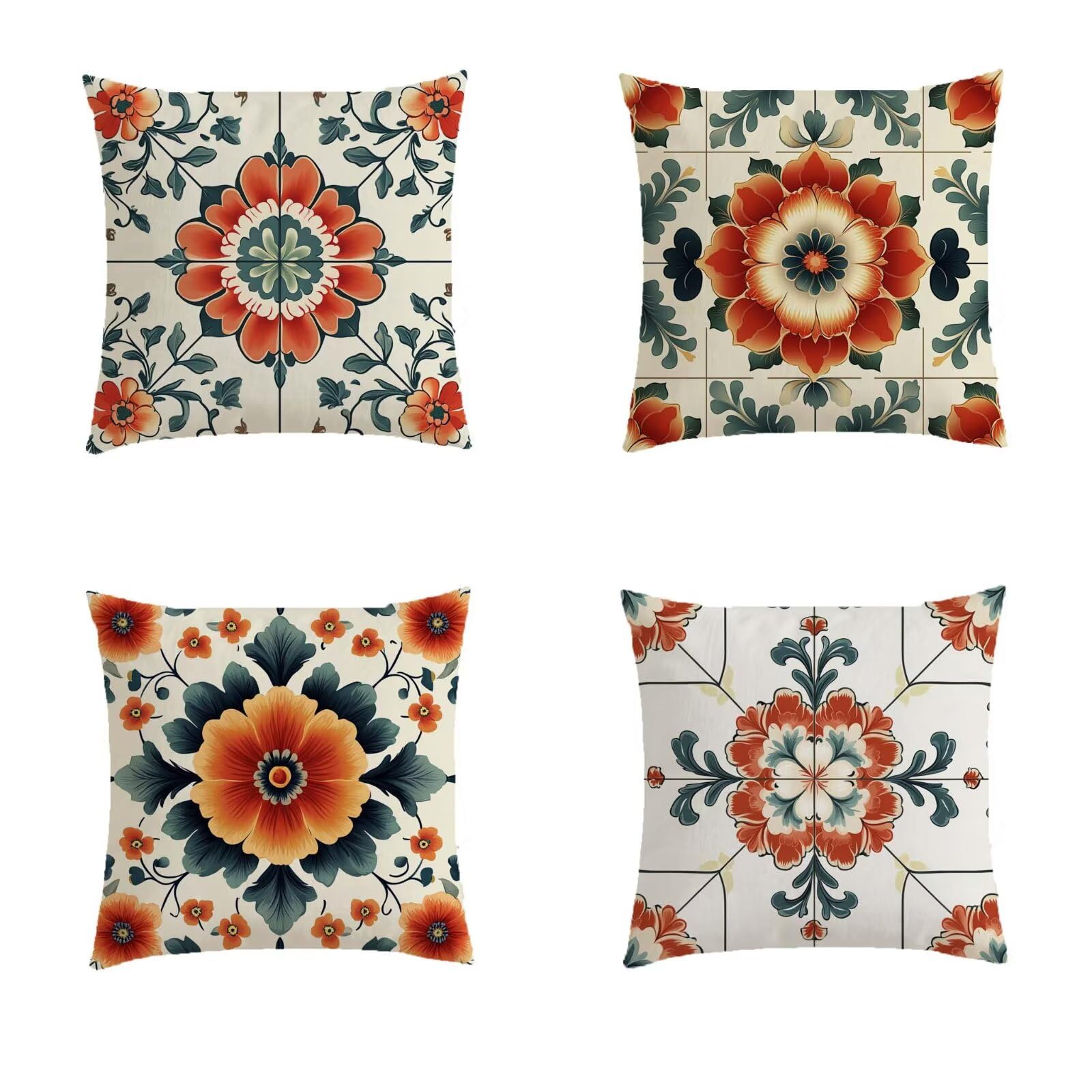 Housse coussin 70x70cm imperméable rouge lot de 4 pour jardin