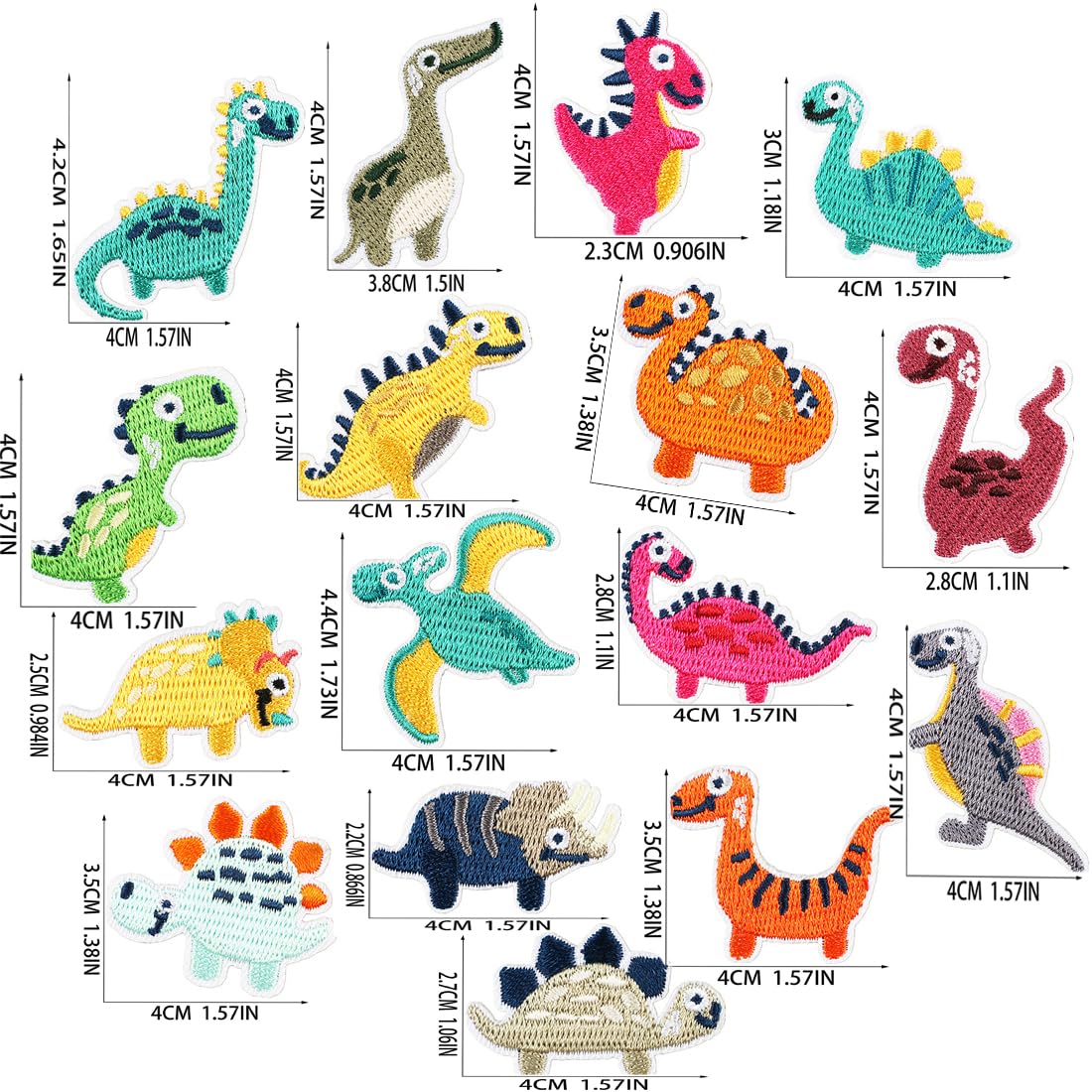 15 Patchs Brodés Dinosaures - Thermocollants Pour Réparer Jeans, T-shirts Enfants - Cadeau DIY