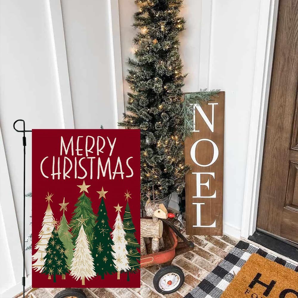 Amazon.co.jp: Pistro メリークリスマスツリー ガーデンフラッグ 12x18