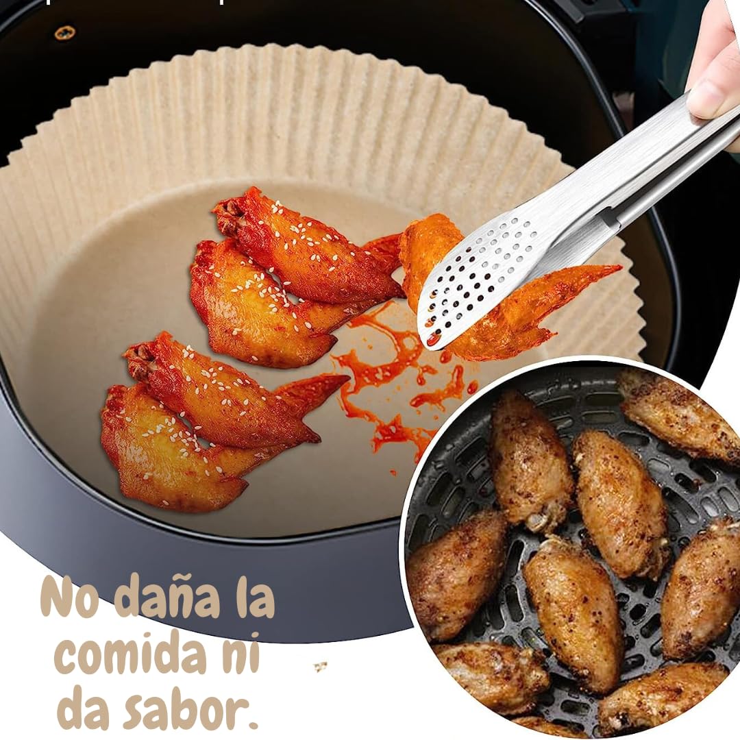 Nieprzywierająca wkładka papierowa do frytownicy powietrznej, 100 sztuk, okrągłe, 16-20 cm, nadaje się do żywności, bez BPA, do frytownic 3-4,5L i kuchenek mikrofalowych
