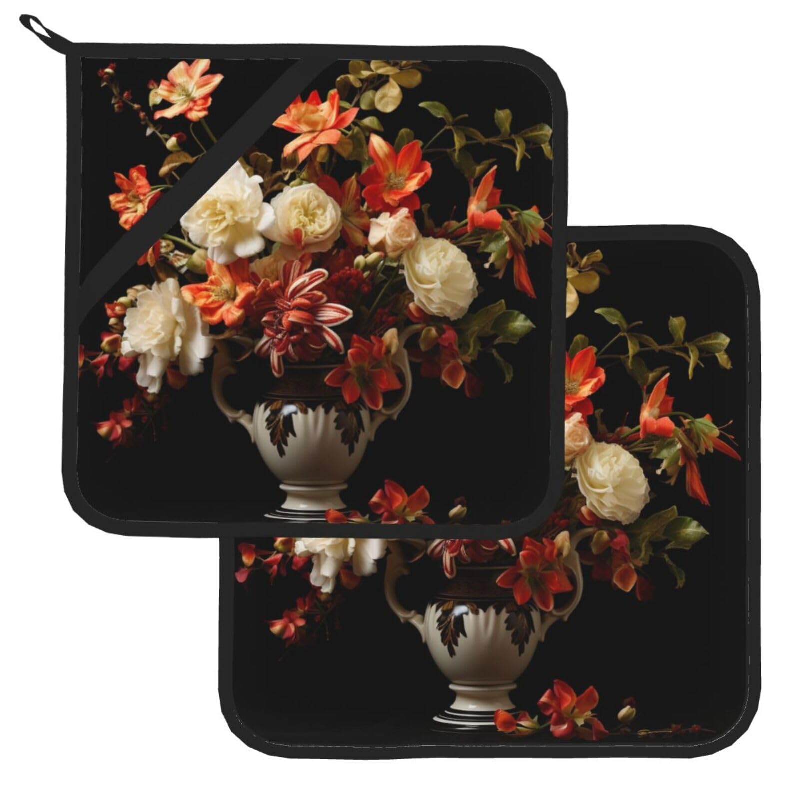 Pot Holder Set of 2 Heat Resistant Potholders Vase Pot Holders Non Slip Kitchen Trivets Cooking Hot Potholder Washable Oven Mitts Oven Hot Pads for Kitchen Baking BBQ