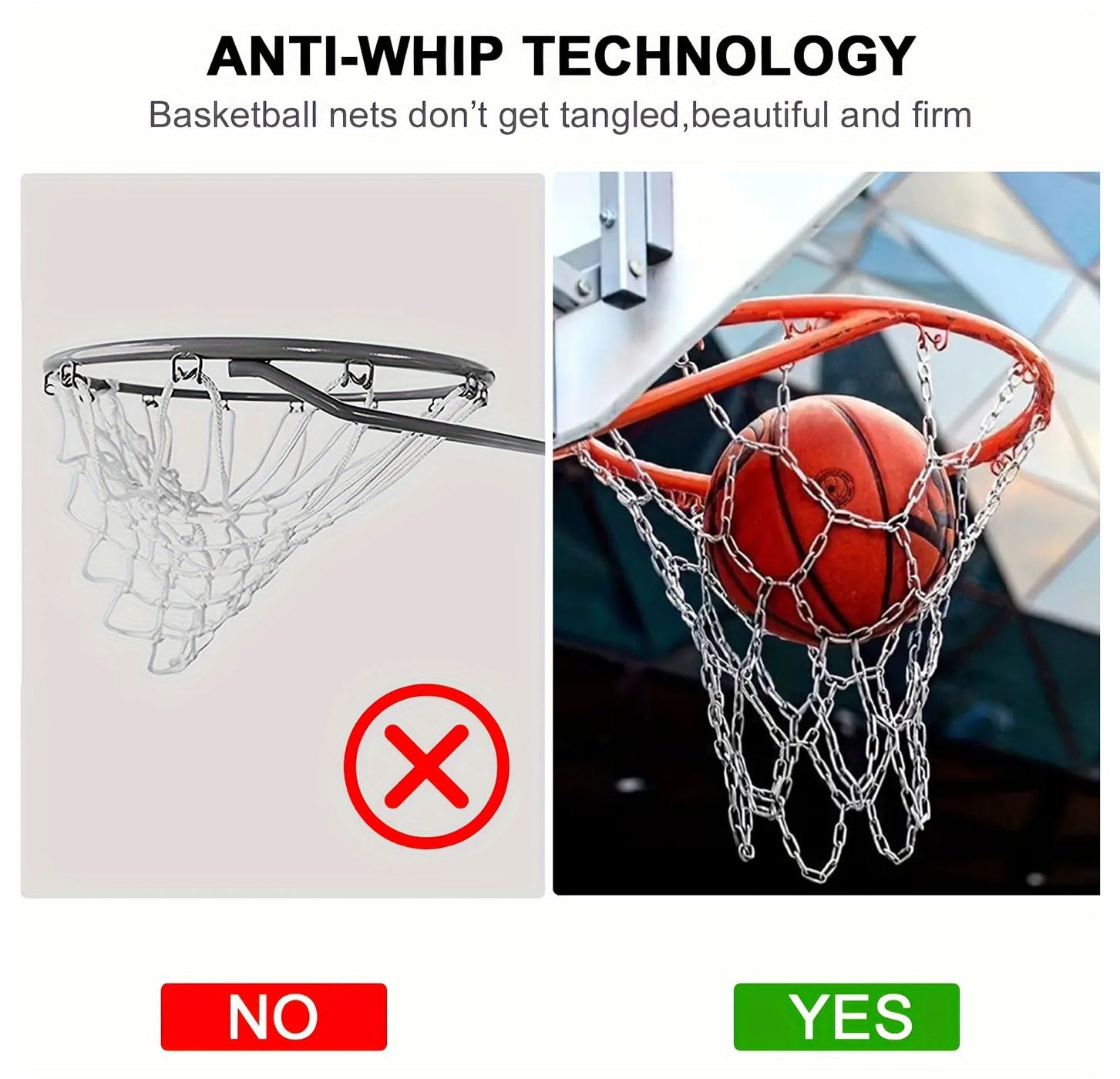 Basketballnetz Metall 12-Loch - Verzinktes Kettennetz Für Outdoor Körbe