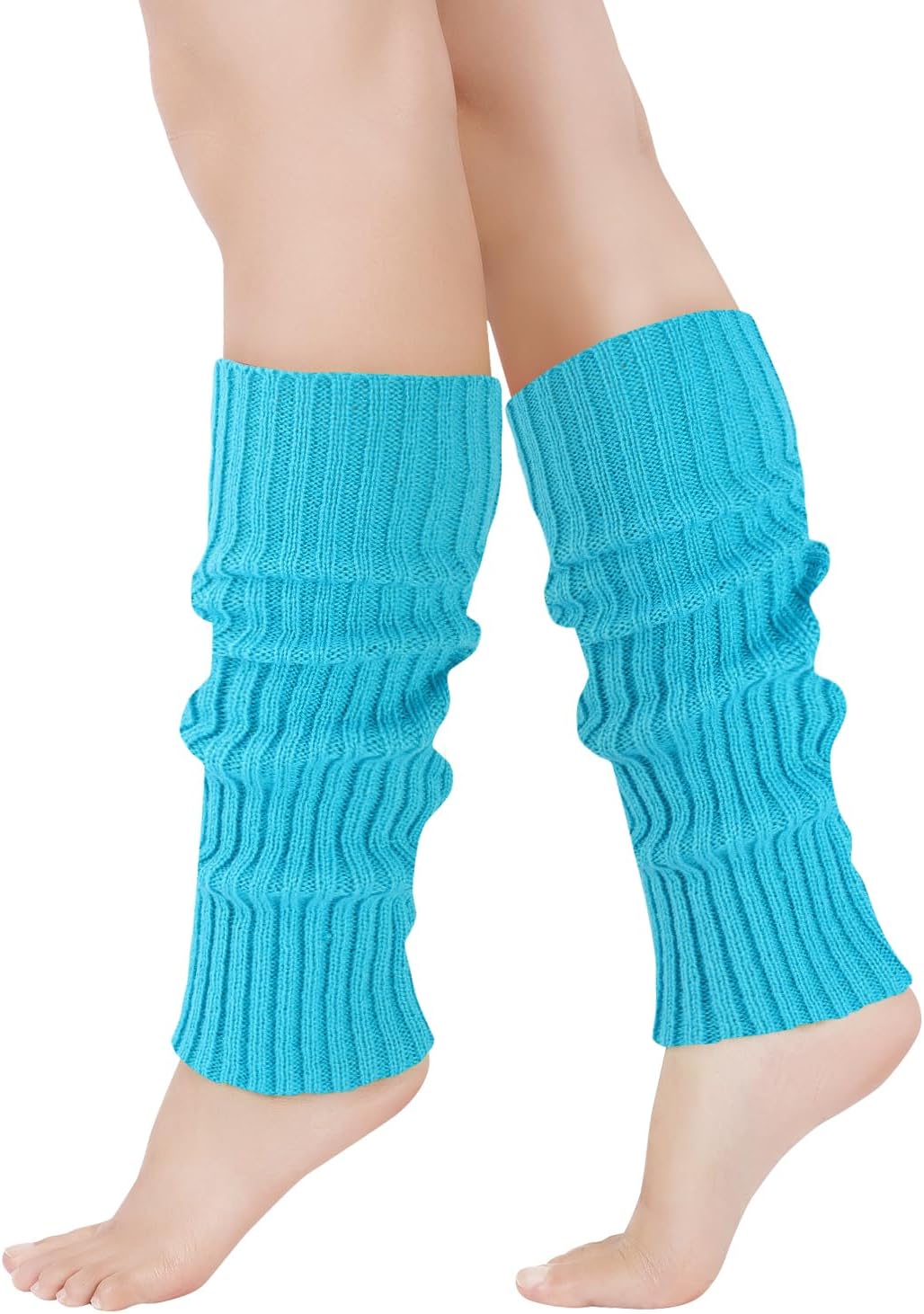 Junely Leg Warmers for Women 80s Cable Knit Leg Warmer for Ballet Dance Figure Skating Yoga Party Junior Neon Long Socks