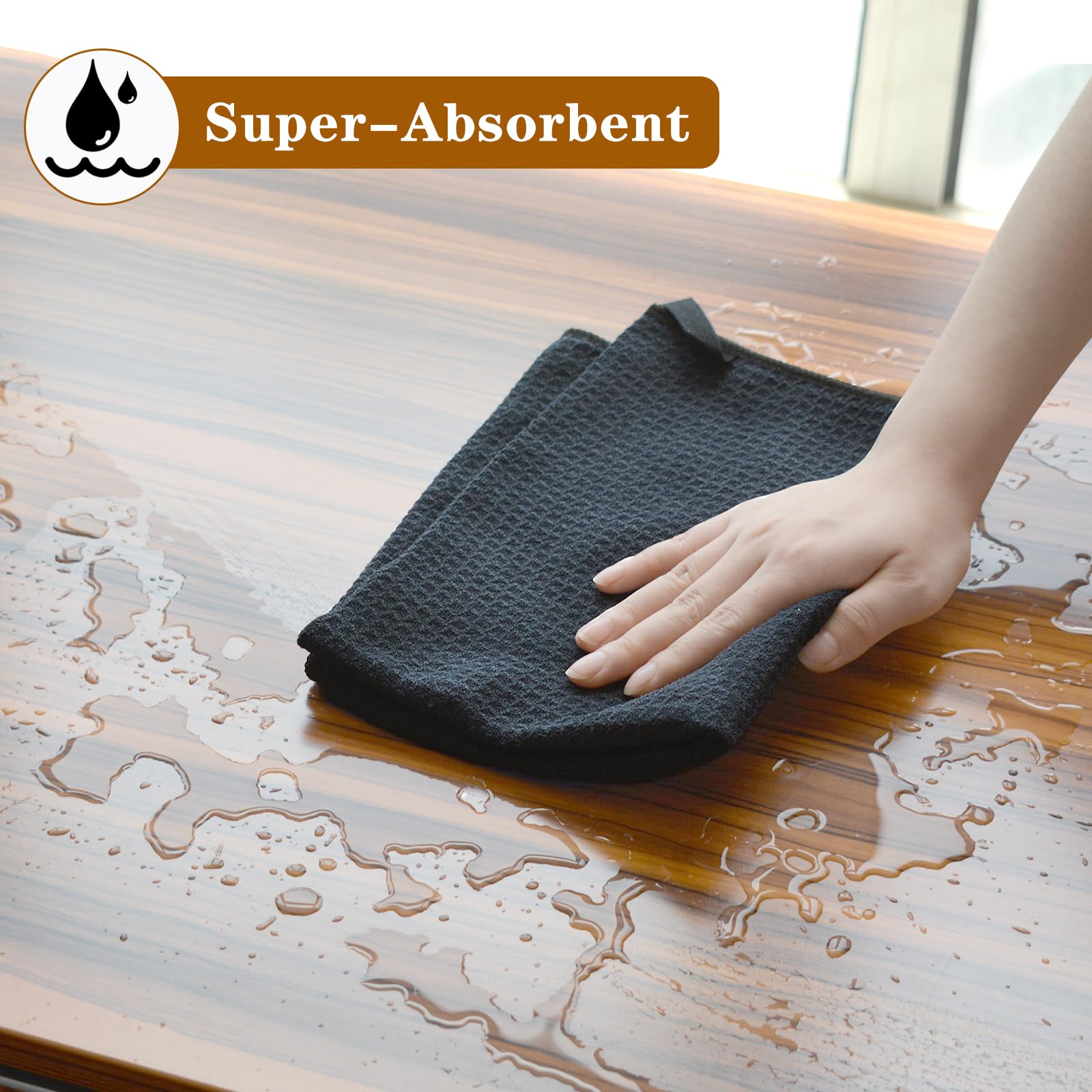 Lot De 3 Torchons De Cuisine Microfibre VIVOTE – Ultra Doux, Hyper Absorbants Et Séchage Rapide – Noir 40x60 Cm – Parfait Pour Vaisselle Et Ménage