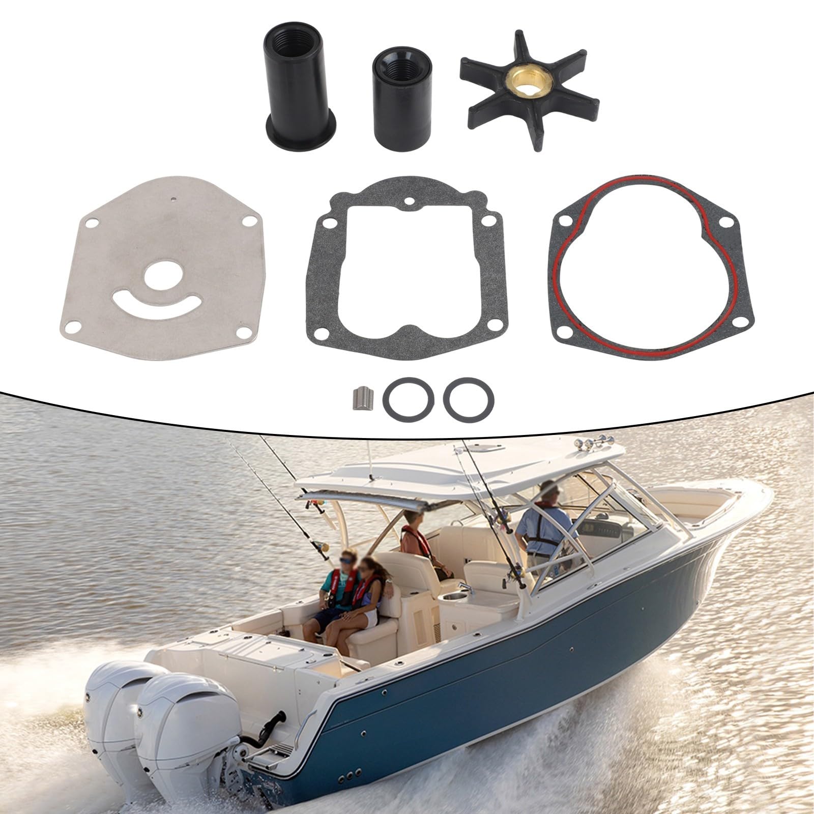 Kit de réparation d'hélice de pompe à eau pour moteur hors-bord Mercury 40 50HP Comprend toutes les pièces équivalentes OEM pour Mariner FORCE 25-50HP