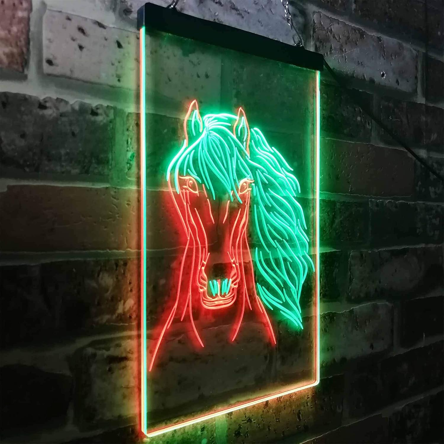 ADVPRO Horse Head Animal Display Dual Color LED Neon Sign Green & Red 8.5" x 12" st6s23-i3234-gr