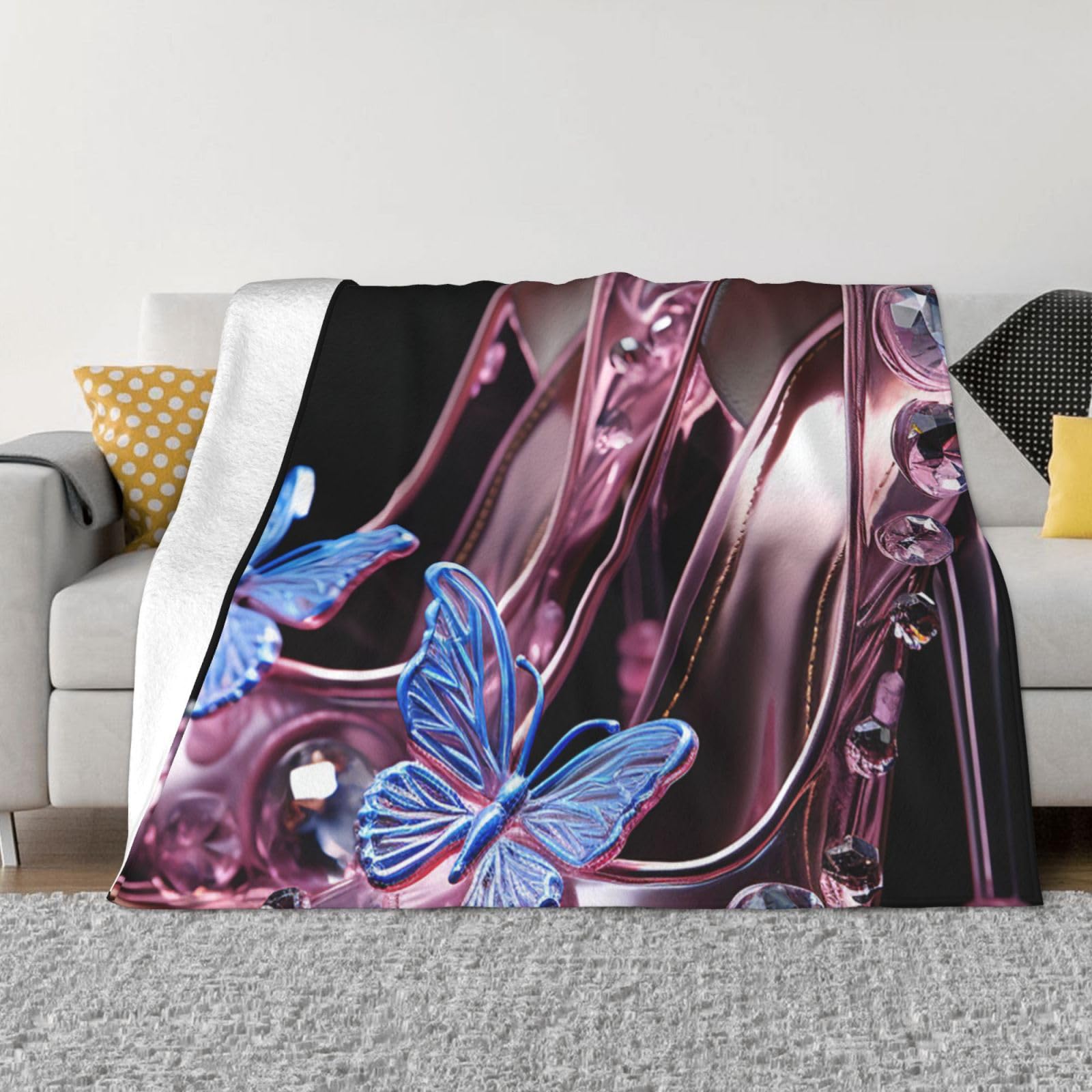 Couverture canapé douce et chaude pour vos soirées cocooning motif fleurs roses
