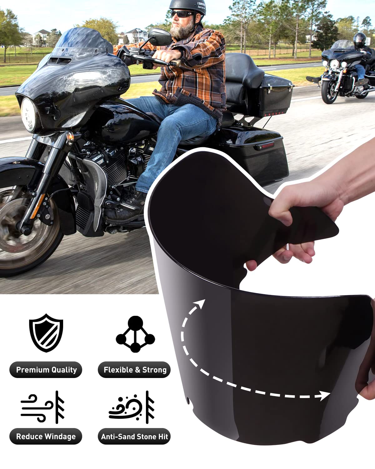 KIWI MASTER Luftabweiser Für Harley Touring 2014-2020 - Verstellbare Seitenflügel In Dark Smoke