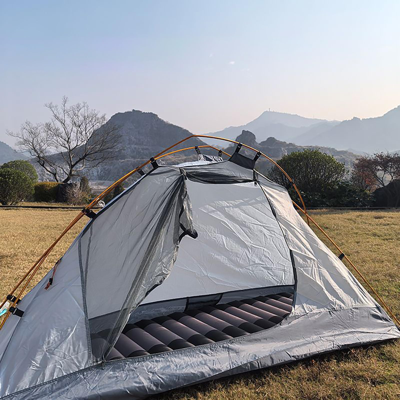 Esterilla De Camping, Colchón De Aire Autohinchable Y Grueso con Bomba De Pie Integrada; Modelo Individual, Compacto Y Ligero para Uso En Exteriores