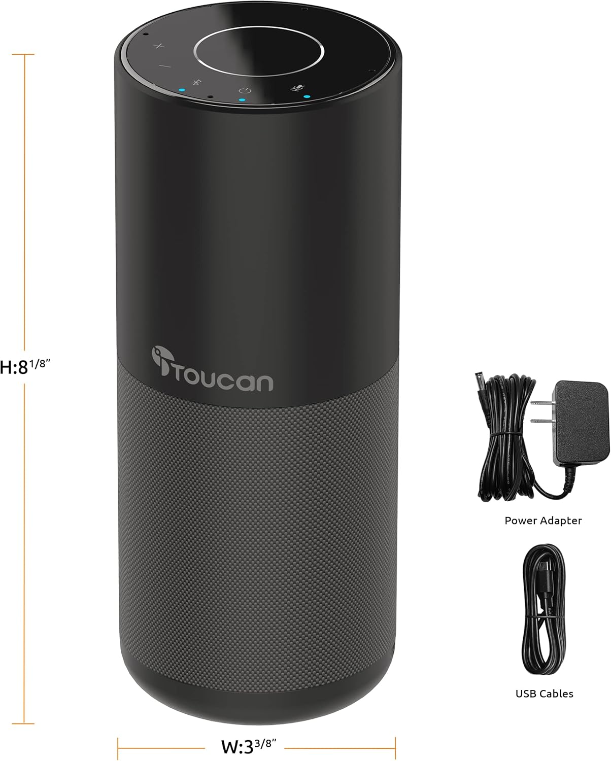 TOUCAN S100 Conference Speakerphone, 360° Voice Pickup, Wireless & USB Speakerphone with AI Noise Reduction, Plug and Play for Zoom, Teams, Home Office Meetings