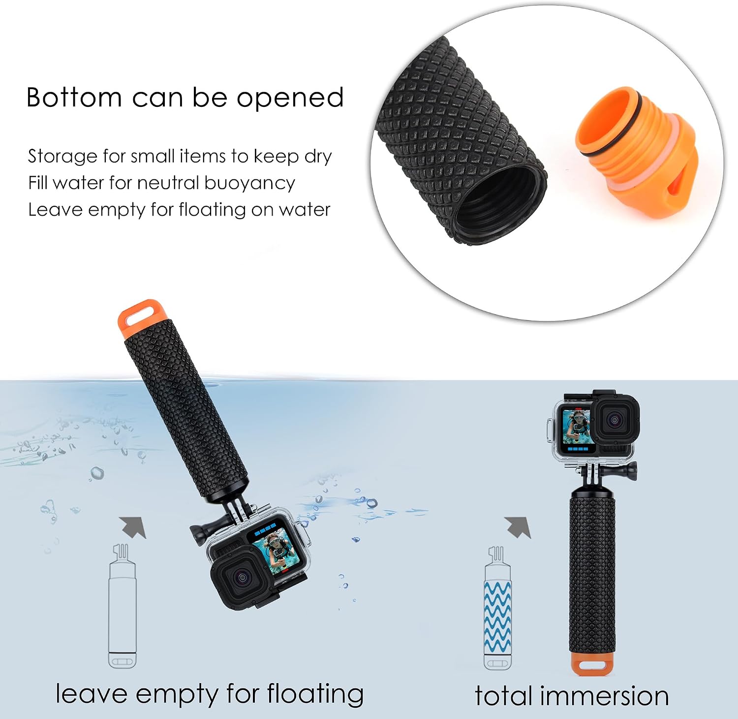 Waterproof Case with Floating Grip for GoPro Hero 13 12 11 10 9 | 196FT Underwater Housing Shell with HD Glass Lens & Dual Cold Shoes for Scuba Diving/Snorkeling/Swimming Photography