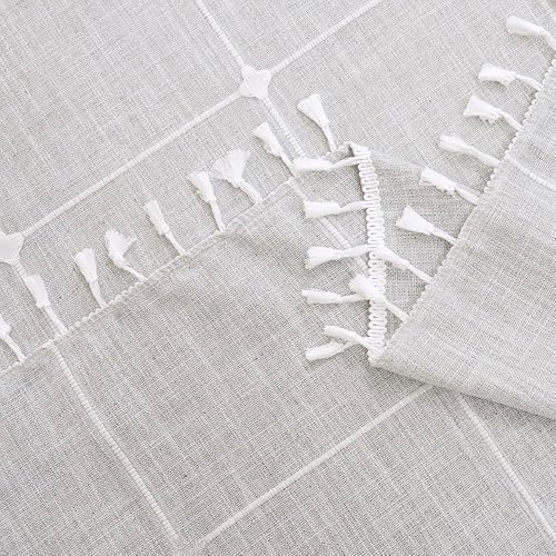 Miniatura 5 de Manteles de mesa de lino sintético gris para mesas rectangulares de 6 pies con capacidad para 6 personas. Manteles de mesa de tela para fiestas de 6