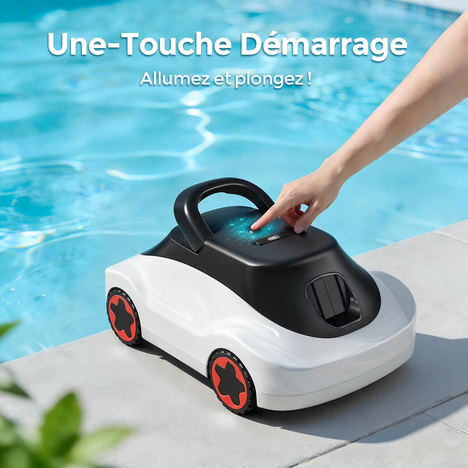 Poolroboter, Kabelloser Poolsauger Akku, Akku Poolroboter Kabellos, 180 Min Laufzeit, Starke Saugkraft, Intelligente Navigation, Ultrafeine Filtration, Auto-Parking, Poolsauger für Aufstellpool 200m²