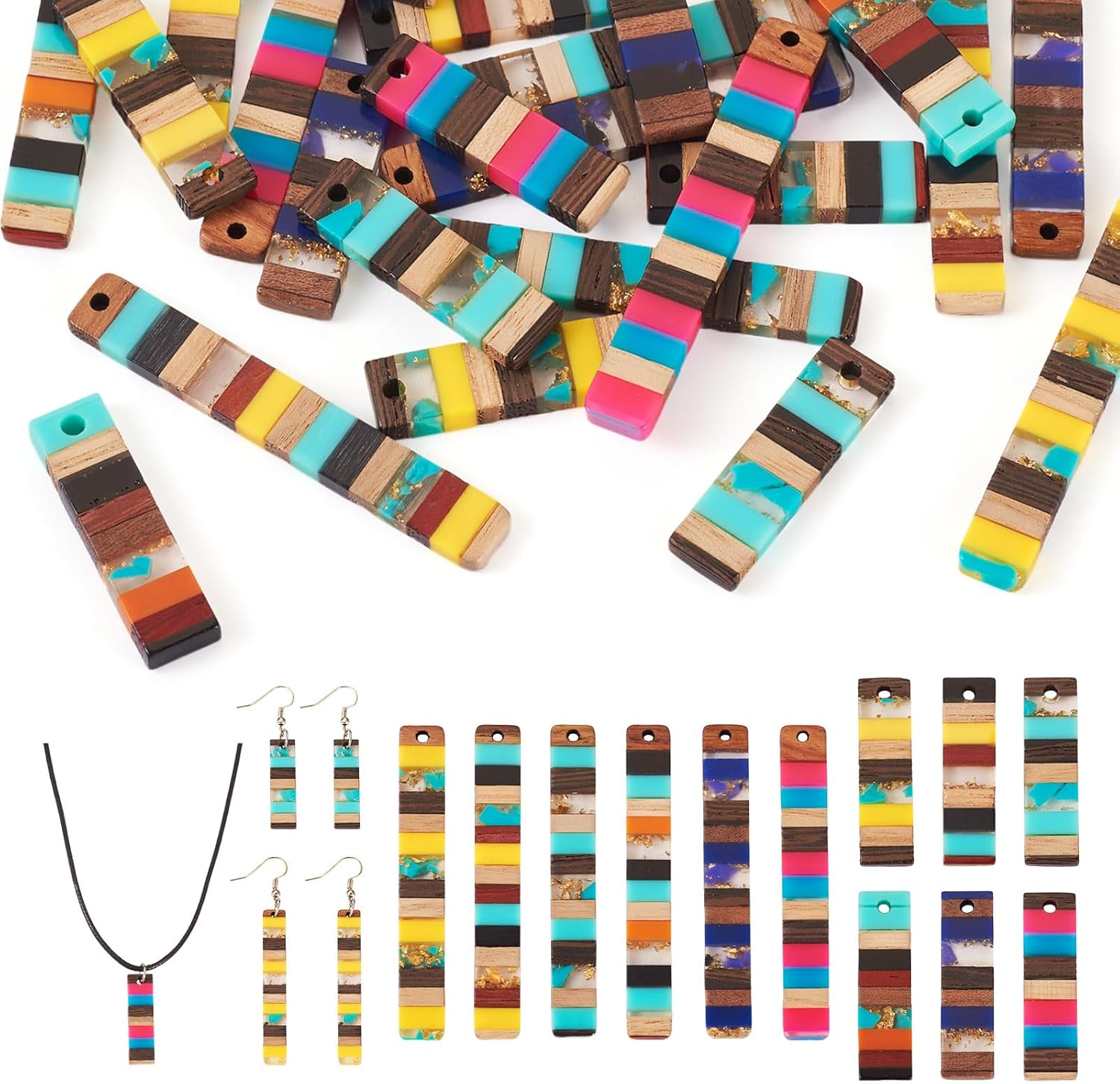 Craftdady Natural Wood Resin Charms Wooden Earring Blanks Pendants Dangle Earring Charms for Jewelry Making Women Girls Boho Earrings