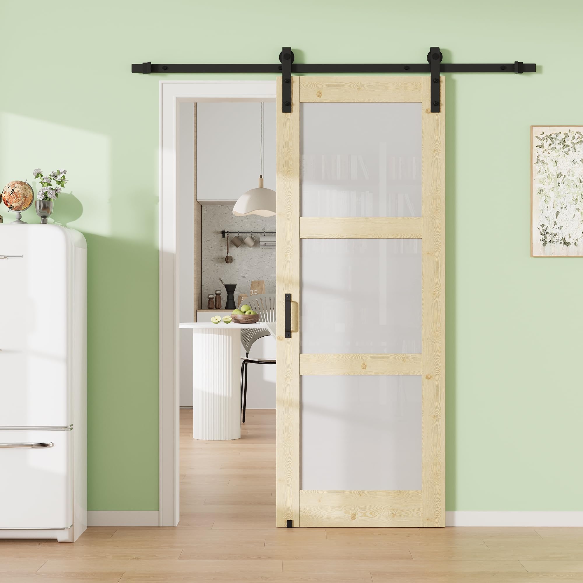 24" x 80" 1-Panel Solid Core MDF Panel Barn Door with 72" Cuttable Track