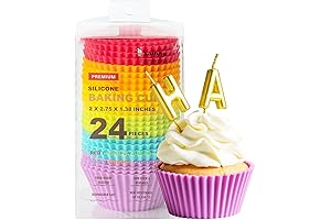 Katbite Reusable Silicone Baking Cups 24 Pack: Non-Stick Muffin Cupcake Liners Set