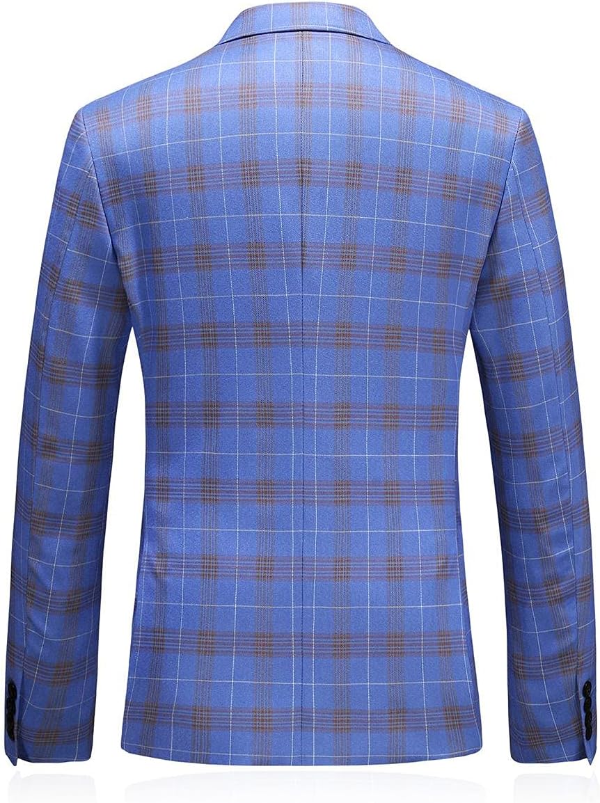 Mens Plaid 3 Piece Suits Slim Fit Double Breasted Plaid Suit Jacket Vest Pants Set Formal - Image 3