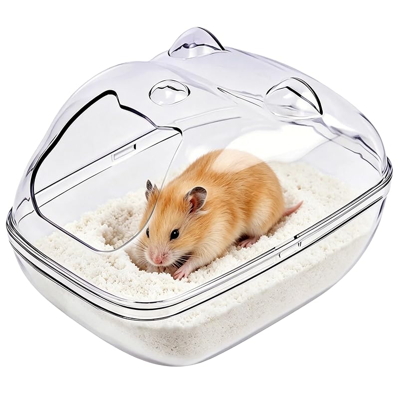 Banheira de Areia Transparente para Hamsters PetCzardom, Caixa de Banho e Habitat em Plástico, Tamanho M