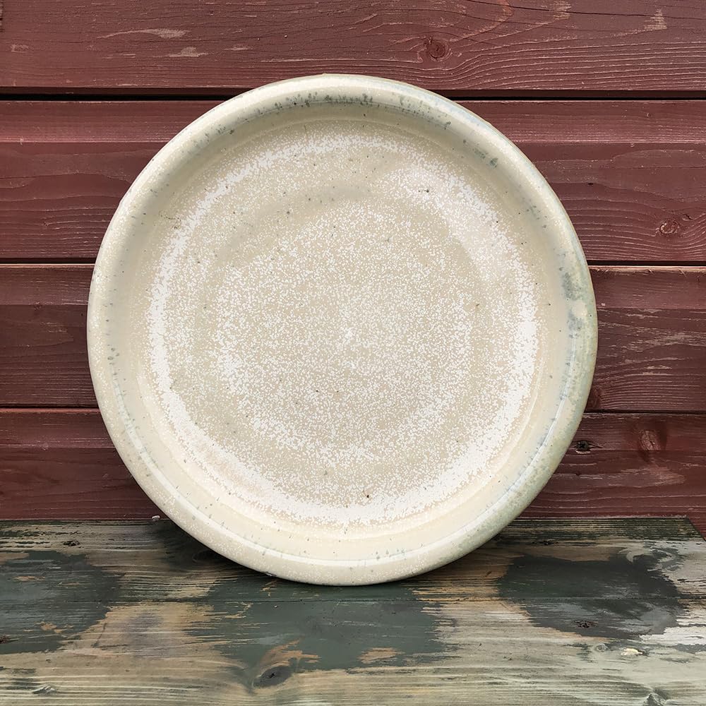 Bedwen Garden Saucer Beige Ceramic – 35cm. Frost Proof Outdoor Saucer for Garden Planter & Patio