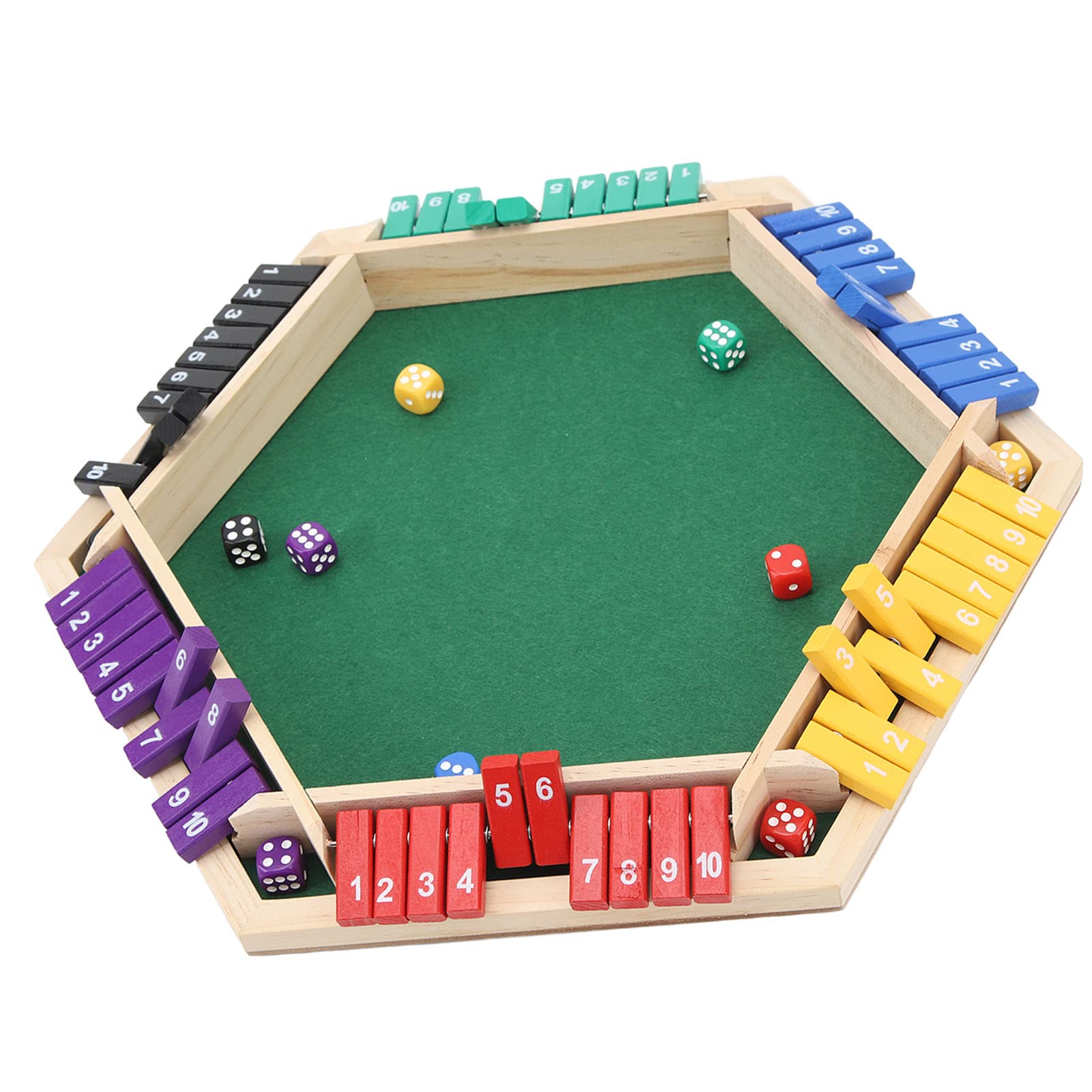 Chiudi la Scatola, Gioco da Tavolo con 12 Dadi Giochi di Dadi 6 Giocatori con Lati Colorati in Legno