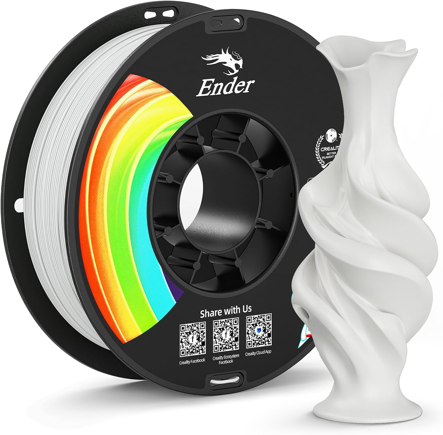 Creality Matte PLA Plus Filament 1.75mm, Low Warping, Minimal Layer Lines, Dimensional Accuracy +/- 0.02mm, 1kg (2.2lb) 3D Printer PLA+ Filament, Matte White