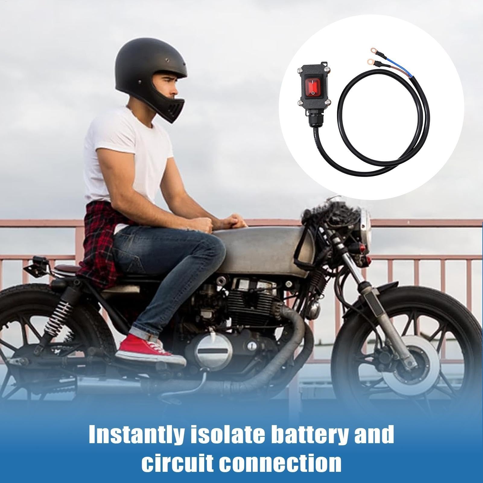 Interruttore manubrio moto Interruttore di alimentazione moto scollegamento della batteria Isolatore interruzione dell'alimentazione da 30/50/100 cm spegnimento per carichi pesanti(100cm)