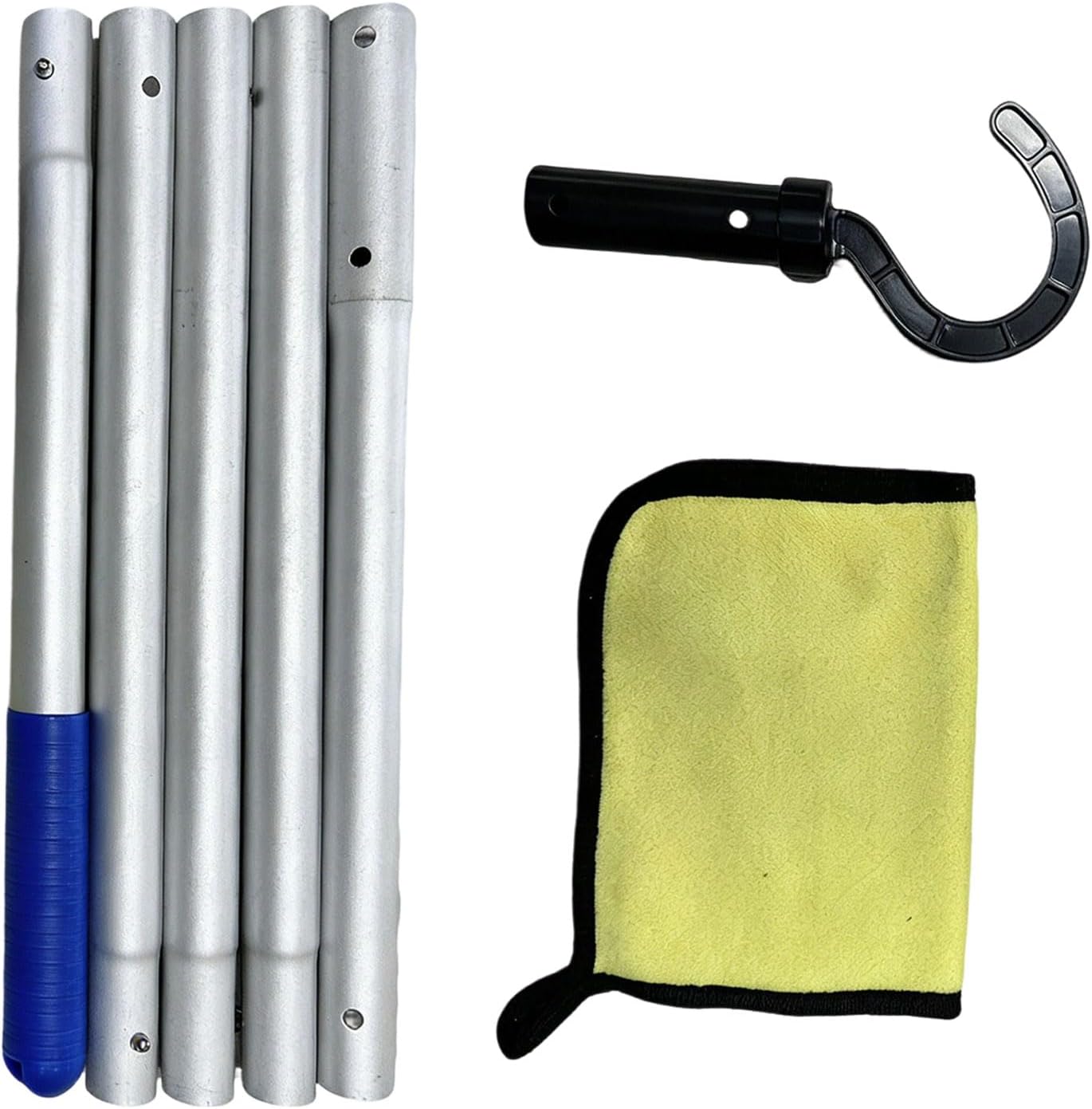 Lily Brown Strong Aluminum Robotic Accessory with Removable Handle for Easy Debris Removal Swimming Pool Robot Attachment Set Featuring Extendable Aluminum Rod and Detachable Hook