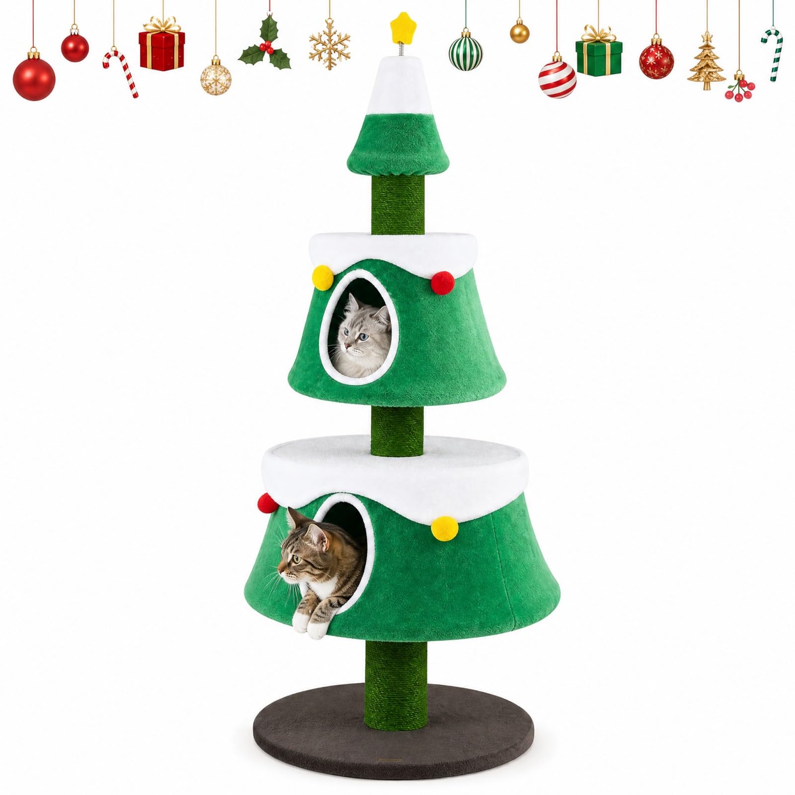 SOARS Albero di Natale per Gatti a 3 Livelli, 156 cm