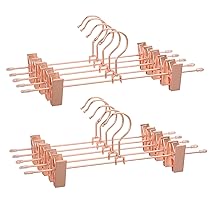 SONGMICS Grucce in Metallo per Pantaloni, 31 cm, Gancio Girevole a 360°, con 2 Clip Antiscivolo per Gonne, Pantaloni, Biancheria, Salvaspazio, 10 Pezzi, Colore Oro Rosa CRI46R-10
