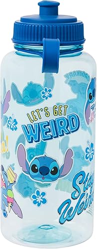 Miniatura 9 de Silver Buffalo Lilo and Stitch Aloha Chillin Botella de agua de plástico con tapa de bloqueo y correa, 33 onzas