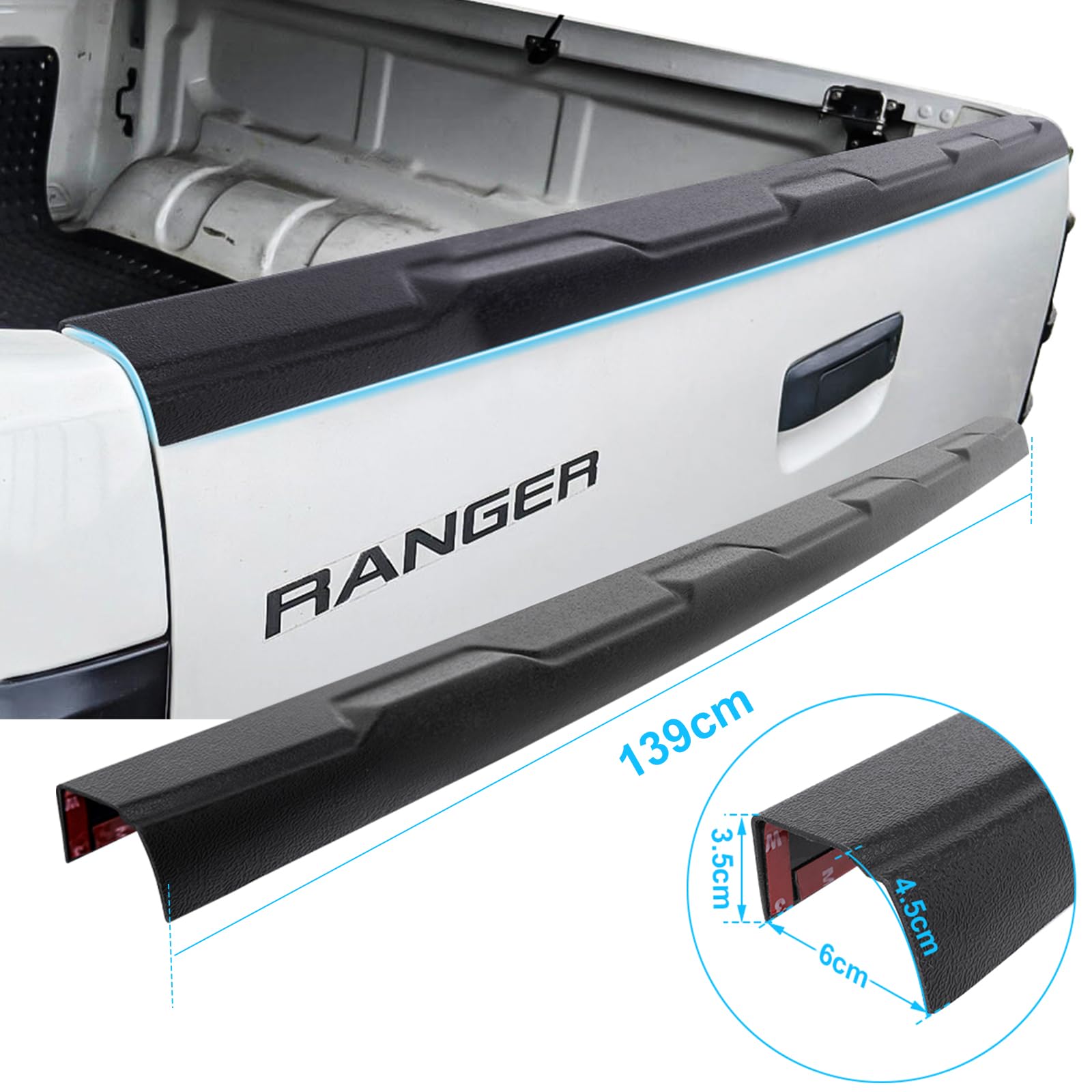 Protezione paraurti posteriore per Ford Ranger 2012-2022 Wildtrak Raptor Limited XL XLT Tremor Platinum