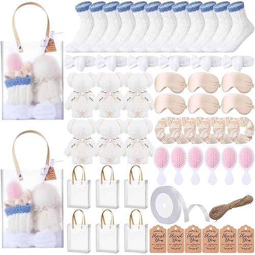 Miniatura 8 de Juego de 143 piezas de regalos de baby shower para invitados, juego de regalo de spa, calcetines, bandas para el cabello, peines para ojos,