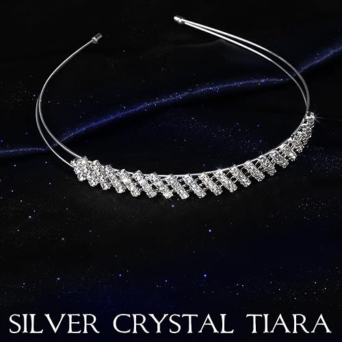 Miniatura 5 de Teenitor Crown, 5pcs Tiaras for Women, Tiara Crown, Silver Tiara for Little Girls Rhinestone Headbands Wedding Headband Party