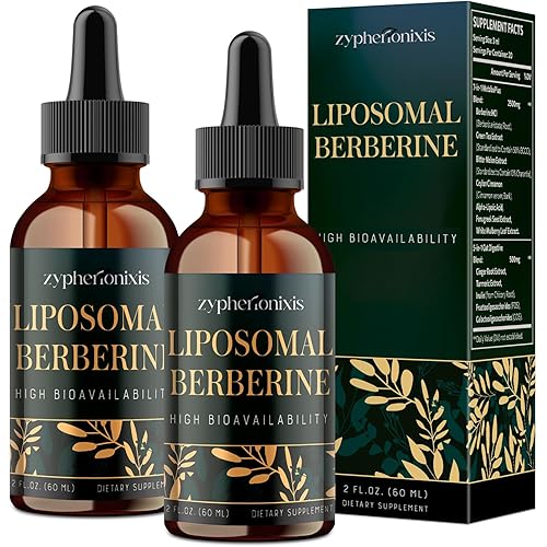 Liposomal Berberine HCL Supplement Liquid 3000mg - High Absorption Berberine Drops with Ceylon Cinnamon - 12-in-1 Formula AMPK Activator, Sugar Free - 4 fl oz
