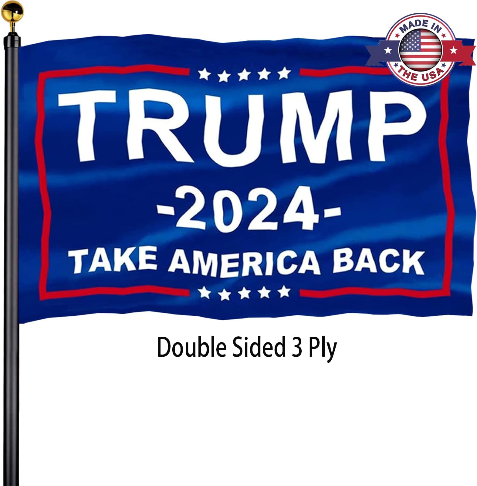 BleshopeBleshope Trump 2024 Flags 3x5 Outdoor Made in USA-Double Sided 3 Ply Heavy Duty Take America Back Trump Flags Banner for Outside with 2 Brass Grommets UV protection Fade Resistant for Indoor Outdoor