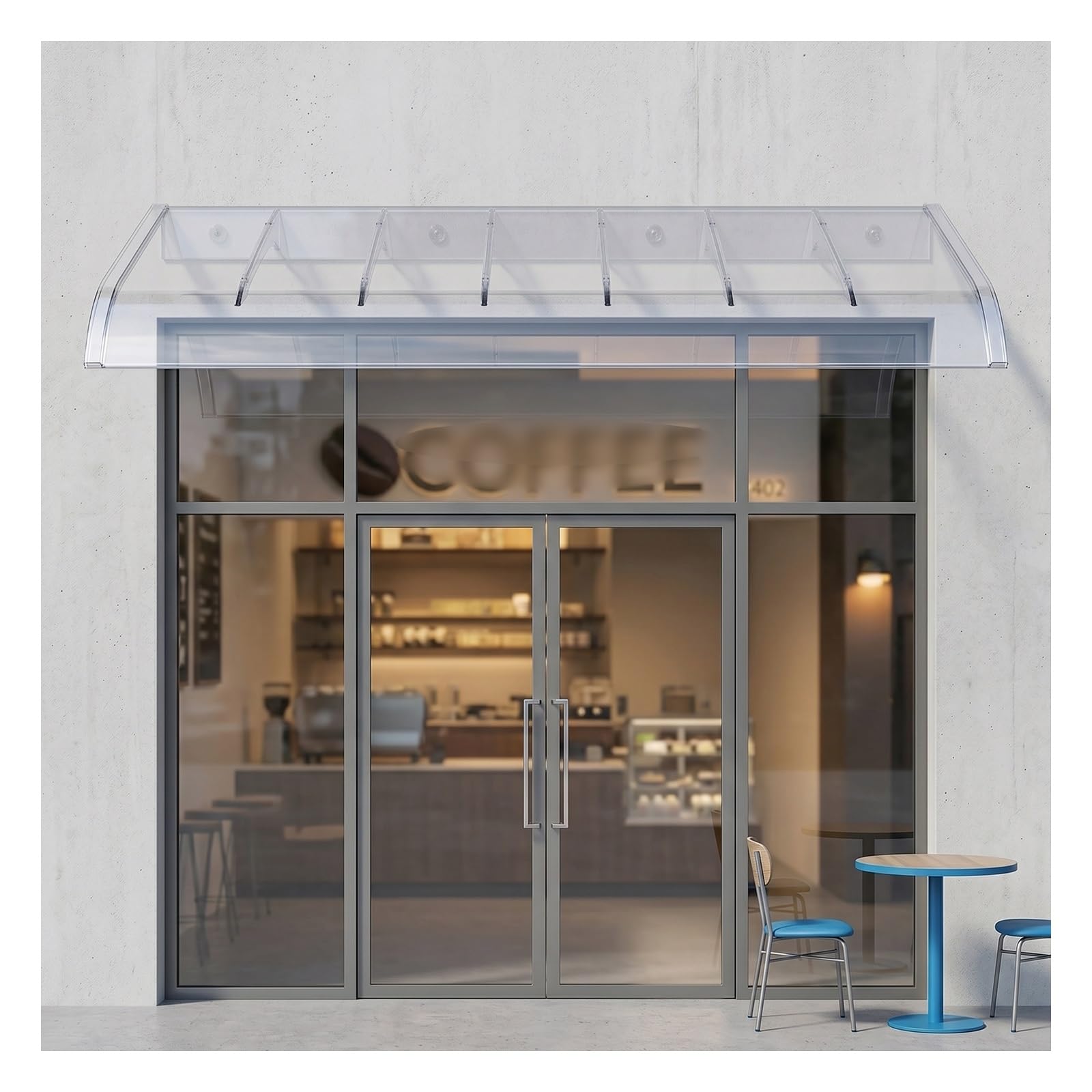 Zhengqian One Color Upgraded And Reinforced Polycarbonate Front Door Awning,Door Canopy Exterior,Overhang Canopy Shelter,Uv/Rain/Snow/Wind Resistant Weatherproof,For Patio/Porch/Deck(W55*L230cm/W 21.6*L90.5in)