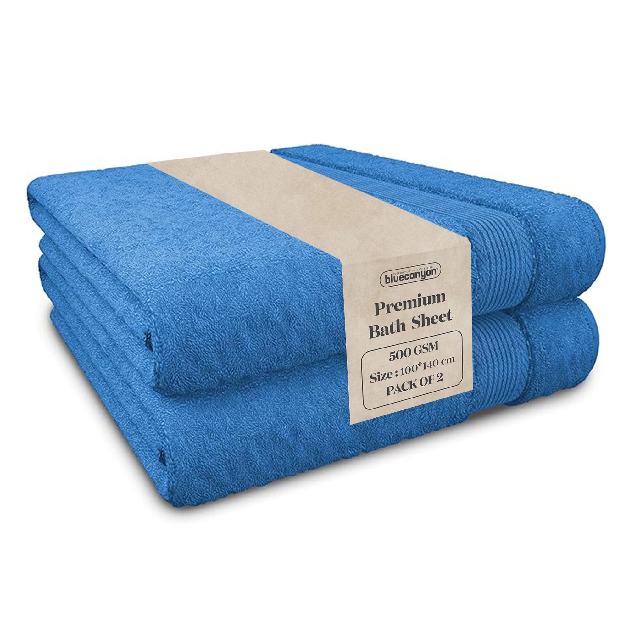 Blue Canyon Bath Sheet, Bathroom Soft Sheet, Woven Light–Weight, Quick Dry, Reusable Bath Sheet, Bacteria Resistant, Skin Friendly, Makeup Remover Sheet 100 * 140 cm, 500 GSM, PACK OF 2, (CHINA BLUE)