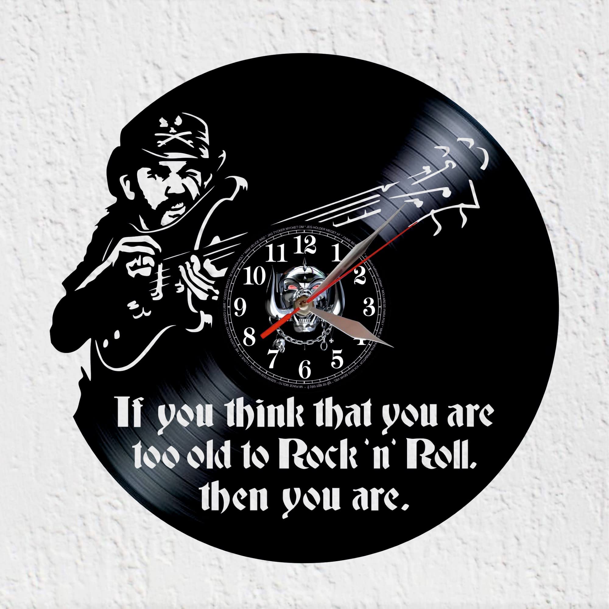 Horloge Murale Vinyle Lemmy Déco Silencieuse sans Tic-Tac Heavy Metal