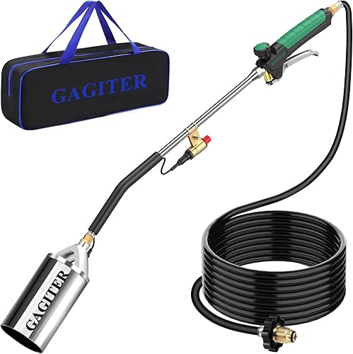 Kit de quemador de malezas de propano, antorcha de malezas de 1,200,000 BTU con bolsa de almacenamiento, lanzallamas resistente con gatillo turbo y