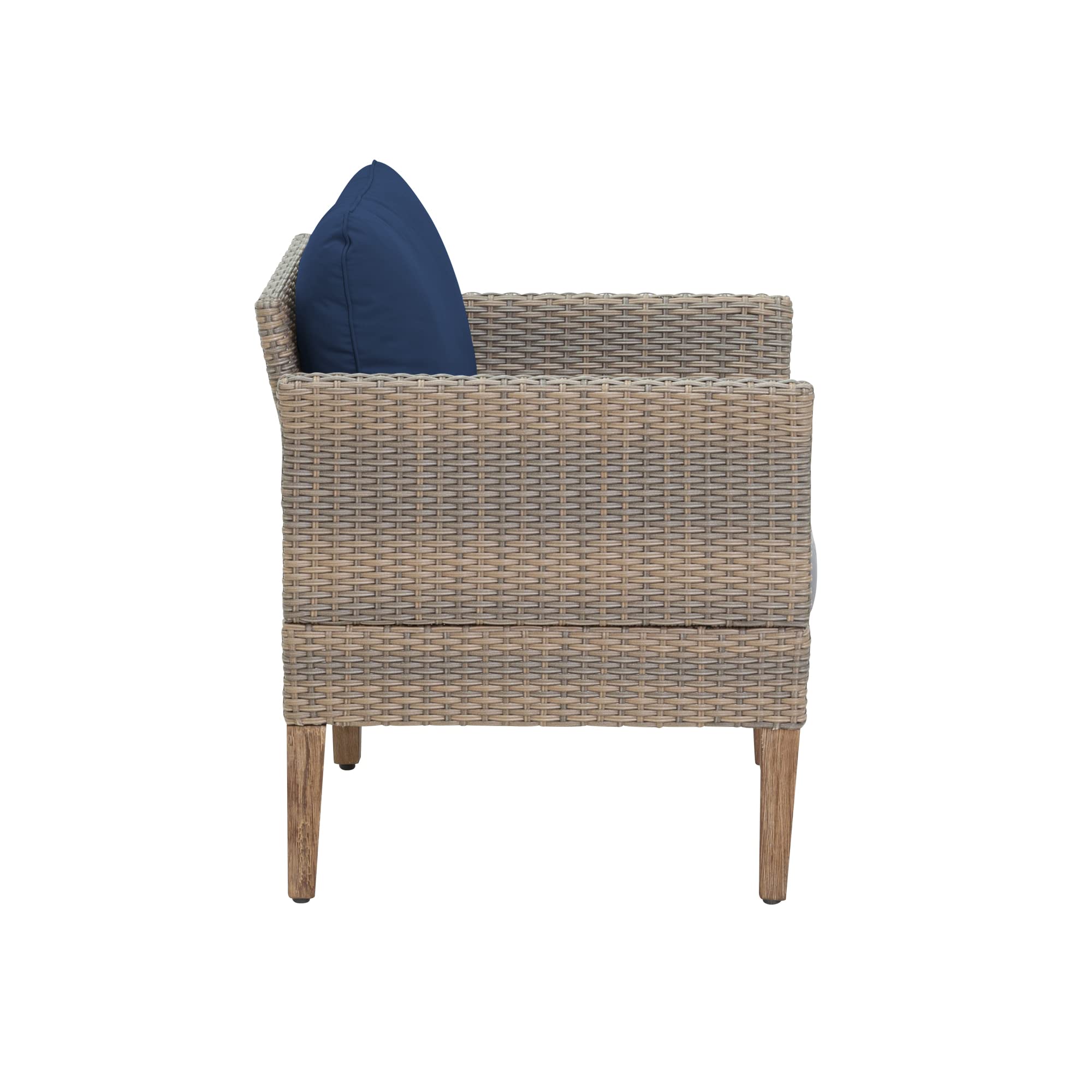 TK Classics TKC071B-3CS-70 Isla 3-Piece Outdoor Conversation Set with Club Chairs and Coffee Table in Mixed Brown Wicker, Stone