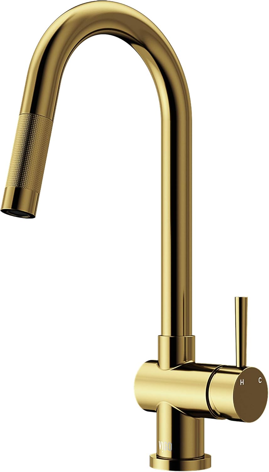 Suреr Sаlе 🛒 VIGO VG02008MG 17.0 H Gramercy Single-Handle Pull-Down Sprayer Kitchen Faucet in Matte Gold Flаѕh Sаlе VIGO VG02008MG 17.0 H Gramercy Single-Handle Pull-Down Sprayer Kitchen Faucet in Matte Gold